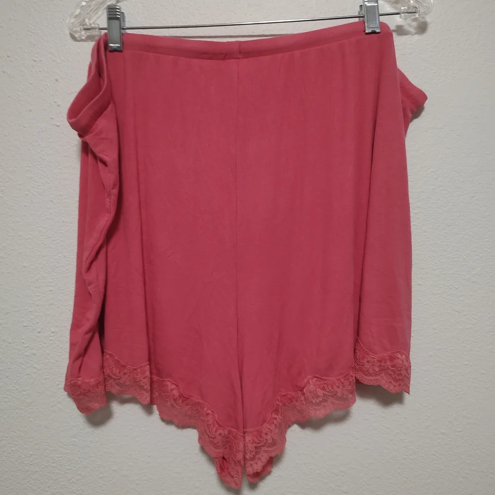 Auden Pink Tank Top & Tie Waist Shorts Lace Accent Sleep Lounge Set Size 3X - Picture 11 of 15
